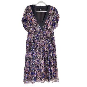 I Love Ronson Women’s Size L Dress Multicolored Short Sleeve Ruffles